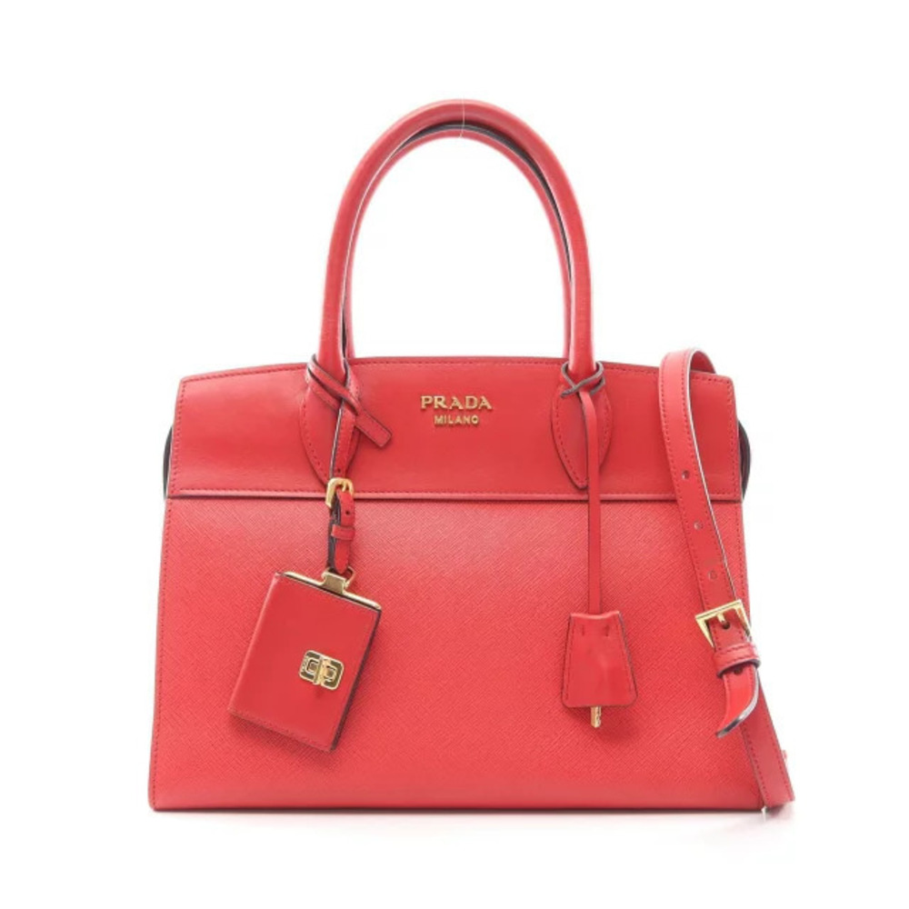 Prada Esplanade 2Way Saffiano Shoulder Bag Leather Red